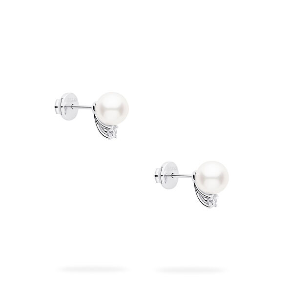 7-7.5 mm AA Akoya Pearl Earrings in White Gold